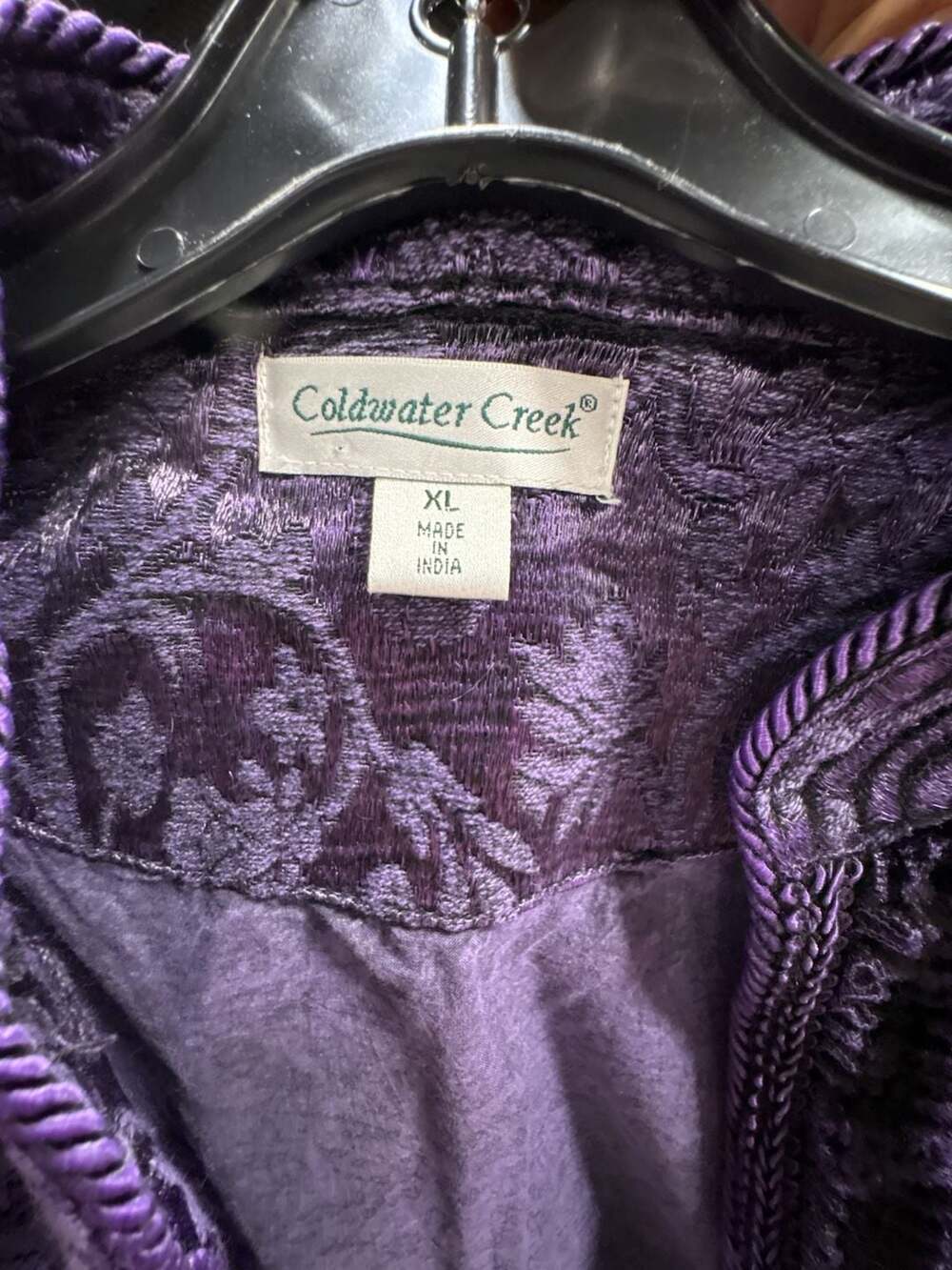 Coldwater Creek Jacket Size XL Purple Velvet Burnout Paisley